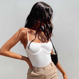 Streetwear Bottoming Shirt Suit Women Summer Suspenders Backless Sexy Slim Solid Colour Female Skinny Bodysuit 210608