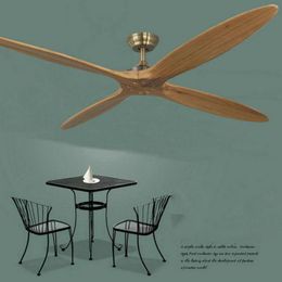 Ceiling Fans 60 Inch Variable Frequency Fan Living Room Dining Solid Wood Industry Modern European Antique 4 Leaves