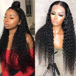 Transprent Deep Wave 13x6 Lace Front Wig Remy Peruvian Human Hair Wig Silk Top Full Lacess 360 Laces Frontal Natural Colour Headband