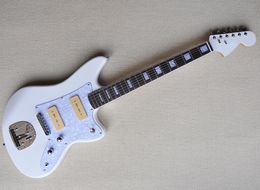 White Electric Guitar with P90 Pickups,Rosewood Fretboard,White Pearl Pickguard,Offering Customised Service