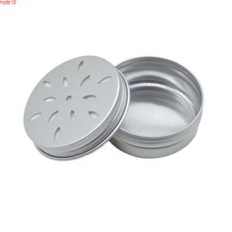 60ml Fashion Cream Jar Pot Hollow Metallo in alluminio rotondo Cans di latta Box Fragranza Deodorante Air Deodorante Aromaterapia Medaglioni 50pcs / Lotgood