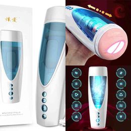 Nxy Automatic Aircraft Cup Male Powerful Suction Sex Toy Masturbation Device Real Vagina Meat Cat Rotary Machine 0114