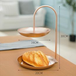 Other Bakeware Iron Double-layer Round Cosmetic Tray Home Bedroom Desktop Earrings Bracelet Storage Rack Cake Decor Set Rose Gold