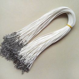 Wholesale 1.5mm White Wax Leather Cord Necklace Rope 45cm Chain Lobster Clasp DIY Jewelry Accessories 100pcs/lot