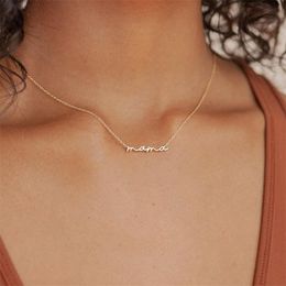Pendant Necklaces 2022 Fashion Women Simple Mama Letter Clavicle Chain Necklace Stainless Steel Mother's Day Gifts