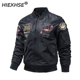 HIEXHSE Mens Motorcycle Jacket Autumn Winter Men Faux PU Leather s Casual Embroidery Biker Coat Zipper Fleece 211110