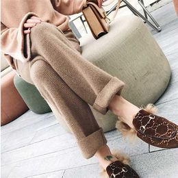 wool pants women's autumn and winter straight cashmere wide leg high waist suspender casual pant 211115