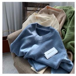 Sweaters Women's Sweaters Vneck Knitted Sweater Women Loose Oversize Winter Pullover Female Plus Size Long Sleeve Tops 2021 Pull Femme