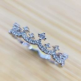 Wedding Rings The Shimizu Mori Small Crown Women's Ring Inlaid With Zircon Imitation Diamond Little Girl Corrugated