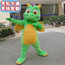 Mascot CostumesGreen Dragon Mascot Costume Furry Suits Party Game Fursuit Cartoon Dress Outfits Carnival Halloween Xmas Easter Ad