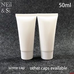 50ml White Plastic Cosmetic Soft Tube 50g Facial Cleanser Hand Cream Lotion Packing Squeeze Bottles 50pcs/lot Free Shippinggood qtys