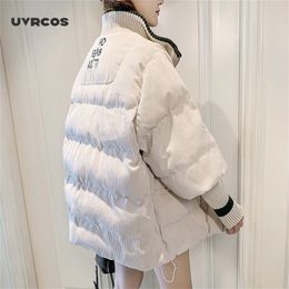 Winter Jacket Snow Coat Female Turtled Collar Corduroy Oversize Women Thick Jacket Overcoat Longsleeve Warm Parkas Outwe 210712