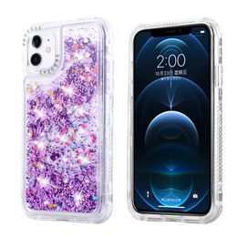 3 in 1 Bling Glitter Liquid Quicksand Cases Crystal Heavy Duty Armour Shockproof Cover For iPhone 13 12 11 Pro MAX 8 7 6 6S Plus SE2