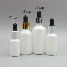 Storage Bottles & Jars 100pcs 10/20//30/50ml Pearl White Glass Pipette Bottle Essential Oil Dropper Packaging Container With Al