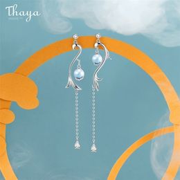 Thaya 100% S925 Sterling Silver Earrings Tassels Mermaid Drop Dangle Drop Earring Charms For Women Engagement Gift Fine Jewellery 210317