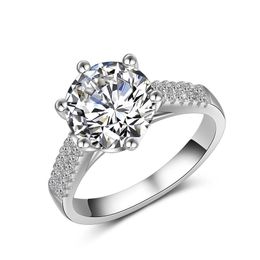 Wedding Rings Genuine High Quality Crown Large 2 Carats Simulation Moissanite Ring Woman's Propose JZ039
