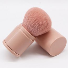 Retractable Brush Foundation Brush Beige Synthetic Hair Flat blush brush with Lid Case Foundation Makeup Tools