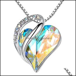 Pendant Necklaces & Pendants Jewellery 12 Colours Heart Shaped Birthstone Necklace Colorf Diamonds Gemstone Party Ladies Fashion Aessories Gwa1