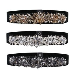 Belts Rhinestone Dress Women Colourful Crystal Gem Elastic Waistband Fashion Ladies Corset Summer Accessories DP01