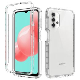 2 in 1 Rugged Armor Shockproof Cases For Samsung Galaxy A32 5G Anti-slip Soft TPU Bumper Hard PC Transparent Acrylic Back Cover