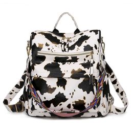 Women Large Capacity Backpack Fashion Ladies' Bags Zebra Cow Style Two Shoulders Back Packs Q0528