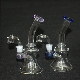 Oil Rigs hookahs Glass Bongs Large Water Pipe Vase Perc Percolator Smoking Piper 14mm Joint Thick Arms 19CM Height