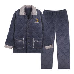 est Men Pyjamas Set Winter Home Clothing 3 Layer Cotton Pijama Plus Size L-3XL Male Pyjamas Fashion Pjs 211111