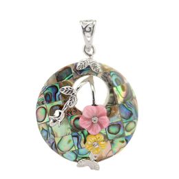 New-Zealand Natural Abalone Shell Inlaid Flower Women Pendant Meihua Ping'an Buckle Ethnic Style Reiki Healing Necklace Charm Fashion Jewellery Gifts Wholesale