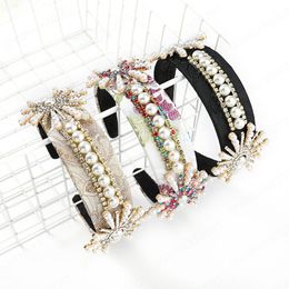 2021 Fashion Alloy Imitation Pearl Sun Flower Cloth Headband Ladies Trend Retro Hair Bands Hair Accessories