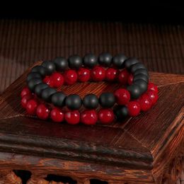 Bangle Fashion Black Red Beads Bracelets Stainless Steel Glass Beaded Jewellery For Women