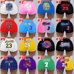 Summer Designer Women Shorts Outfits Sexy Fashion Medium Waist Cartoon Letter Printed Sports Short Yoga Pants Multicolor Leggings