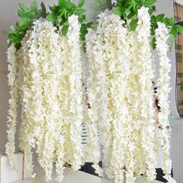 Wholesale 20PCS/set Artificial Wisteria Flower Hanging Rattan Bride Flowers Garland for Home Garden Hotel Decoration