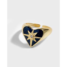 Korean INS simple temperament niche design light luxury star S925 sterling silver female ring 18k gold plating