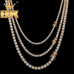 3mm 4mm 5mm Round Cut Iced Out Cubic Zirconia Tennis Link Chain Hiphop Top Quality CZ Box Clasp Necklace Women Men Jewellery X0509