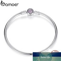 BAMOER Authentic 100% 925 Sterling Silver Snake Chain Heart Bangle & Bracelet Luxury Jewellery PAS904 Factory price expert design Quality Latest Style Original Status