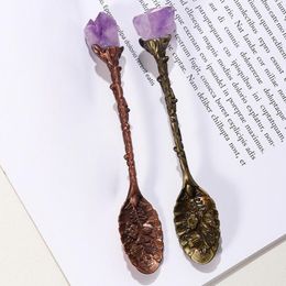 Spoons Dessert Scoop Crystal Vintage Fancy Teaspoons Flower Craving Mini Head Pattern Shaped Antique Coffee Spoon