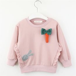 Girls Casual Clothing Fashion Blouses Long Sleeve Cartoon Carrot Kids Cute Costumes for 3 7 Years 210429