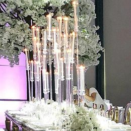 New trend wedding 8 heads candlesticks crystal candelabra long table candelabras Centrepiece for LED candle only senyu780