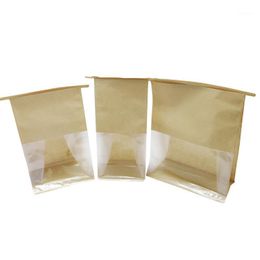 Gift Wrap 50pcs Kraft Paper Bread Clear Avoid Oil Packing Toast Window Baking Takeaway Package Cake Bag Party