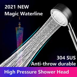 Brushed Stainless Steel Body High Pressure Round Water Saving Shower Head Bathroom Accessorie Universal Fitting H1209