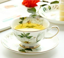 220ML, fine bone china tea set with saucer, camellia design tasse a cafe ceramic , espresso coffee s, cup and saucer