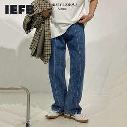 IEFB Spring Simple High Waist Denim Trousers Korean Fashion Trend Shows Thin Straight Jeans Menwear Loose Causal 9Y6218 210524