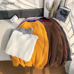 Men Pullovers Sweater Solid Couple Simple Loose Knitted Pullover Tops Leisure Daily Oversize All-match Teens Jumpers Trendy Ins Y0907