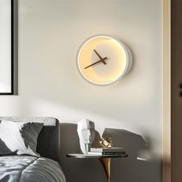 Wall Lamps Nordic Lamp Living Room Modern Minimalist Bedroom Bedside Personality Restaurant Mute Clock Modelling Lights Home Deco
