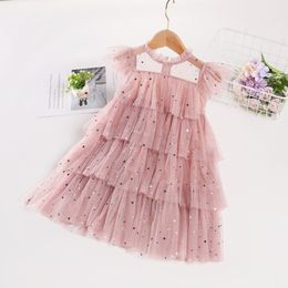 girl fairy dress star sequins cake net gauze children bouffant skirt princess kids es for girls 210515