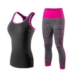 2021YD New Hot Yoga Set 2Pcs Sexy Women Elastic Tracksuit FitnGym Runing Yoga Sports Vest&Pants In Stock 20025081 X0629