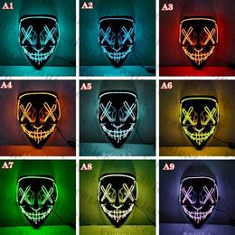 Home Halloween Mask LED Light Up Funny Masks The Purge Election Year Great Festival Cosplay Costume Supplies Party Masked ZC382 60styles