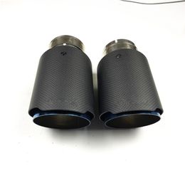 2 PCS Akrapovic Matte Carbon Exhaust End Pipes car Single Muffler Tips For BMW BENZ VW AUDI BLUE