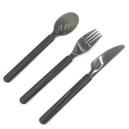 Disposable Dinnerware high quality translucent black food grade plastic spoon,extra thick knife and fork,party picnic tableware