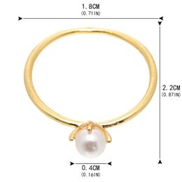 Wedding Rings Dainty Imitation Pearl For Women Gold Thin Finger Female Engagement Bead Jewelry Anillos Drop GIFT